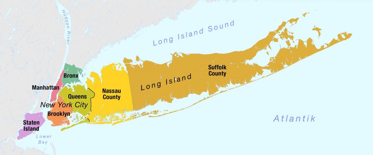 mapa ng New York Manhattan at long island