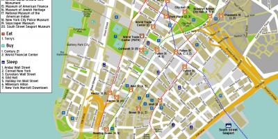 Mapa ng downtown Manhattan, ny