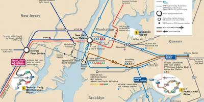 Sa JFK sa Manhattan mapa ng subway