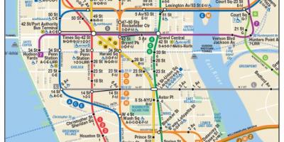 Mapa ng lower Manhattan subway