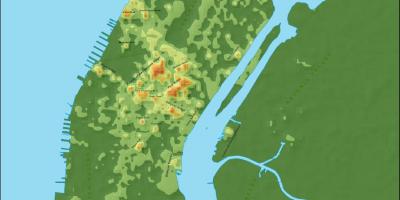 Elevation mapa ng Manhattan