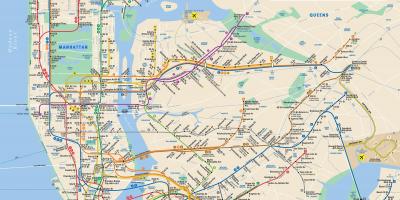 Manhattan mapa ng kalye na may subway hinto