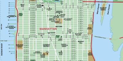 Napi-print na mga mapa ng kalye ng Manhattan