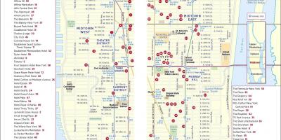 Napi-print na paglalakad sa mapa ng midtown Manhattan