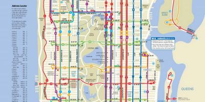 Manhattan bus mapa na may mga hinto