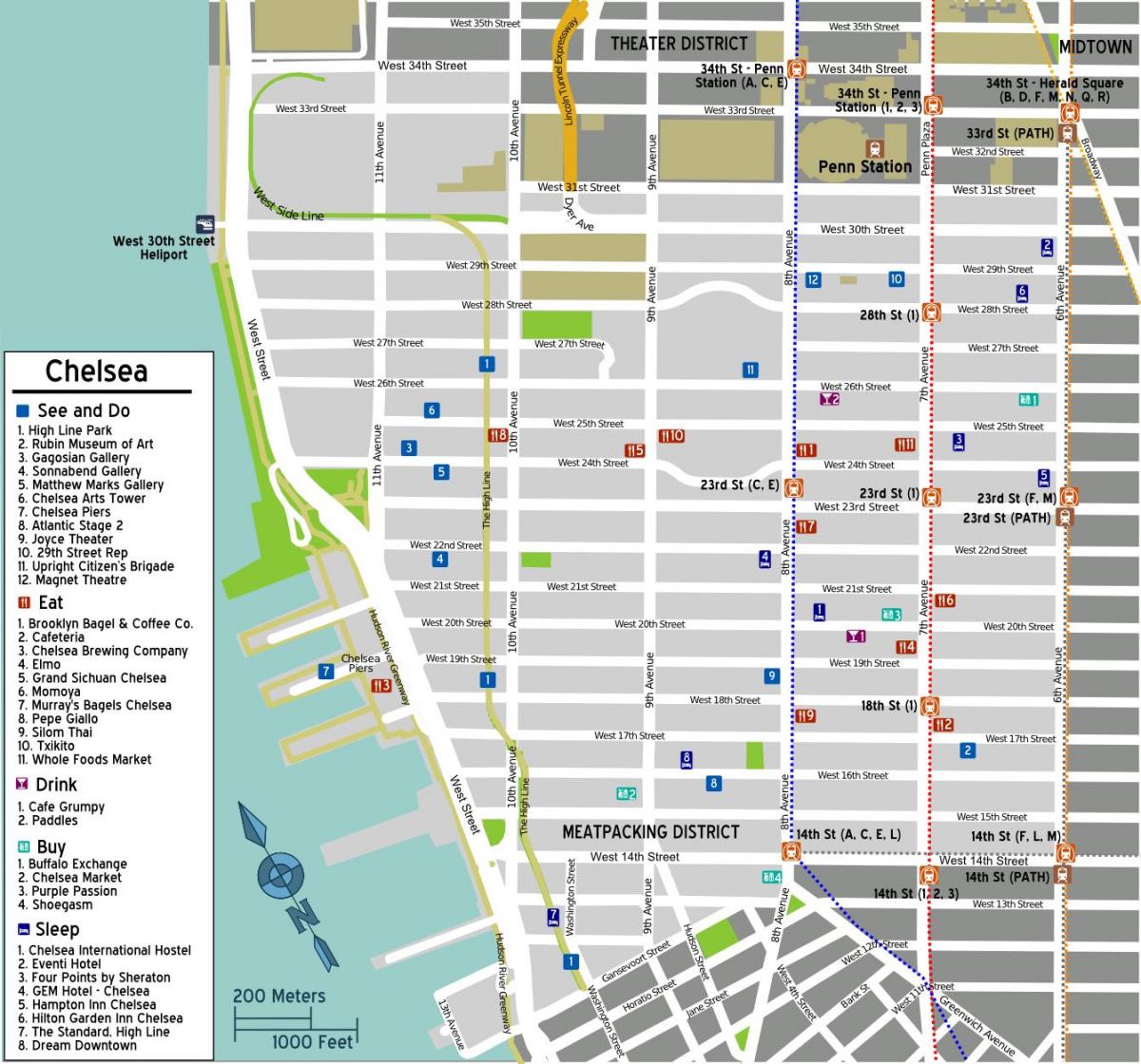 mapa ng Chelsea Manhattan