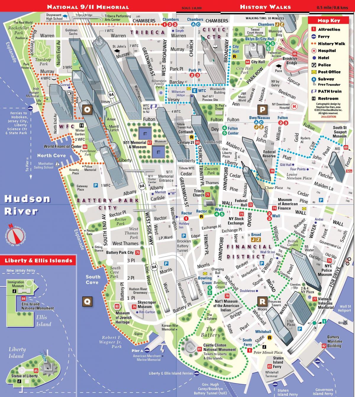 lower Manhattan turista mapa
