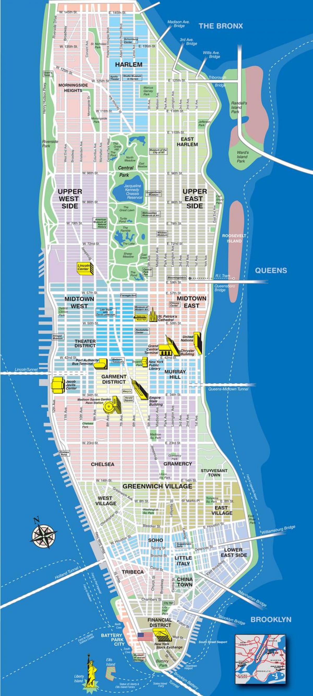 mapa ng avenues sa Manhattan