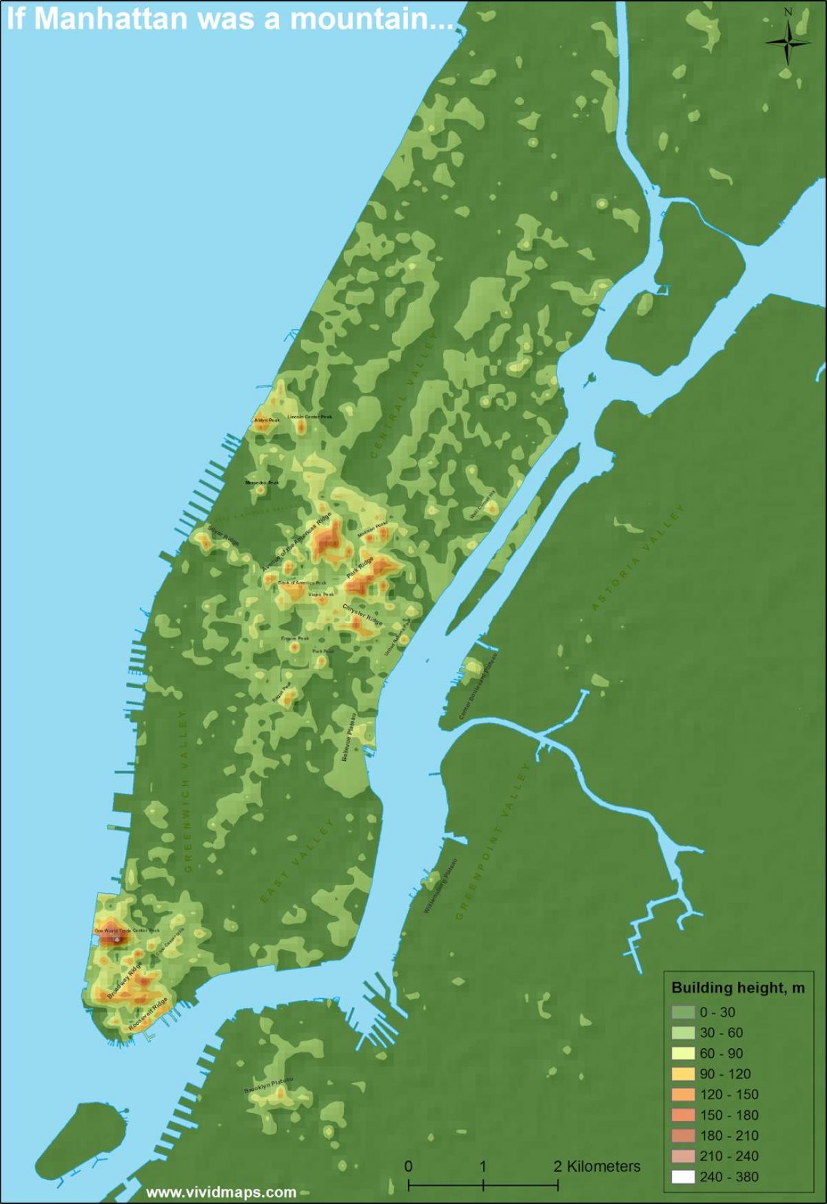 elevation mapa ng Manhattan