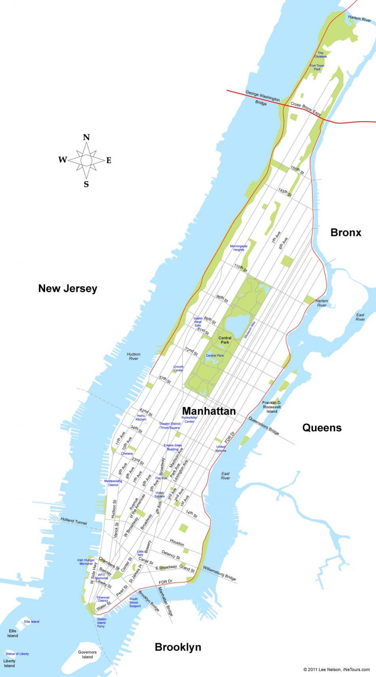 mapa ng Manhattan island sa New York