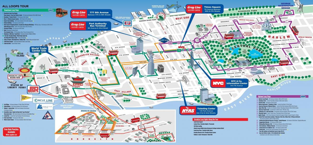 Manhattan pinupuntahan ng mga turista mapa