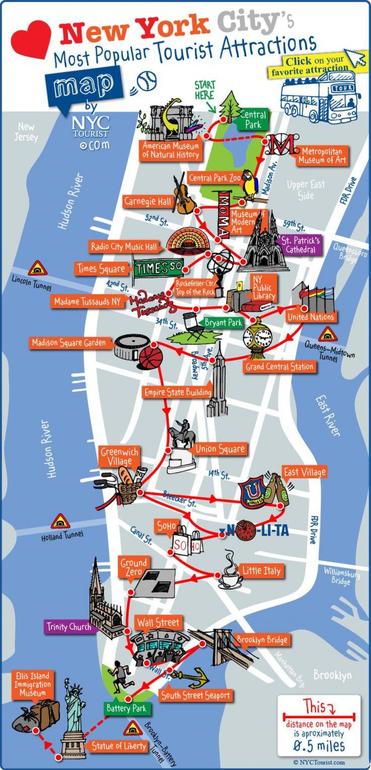midtown Manhattan atraksyon mapa