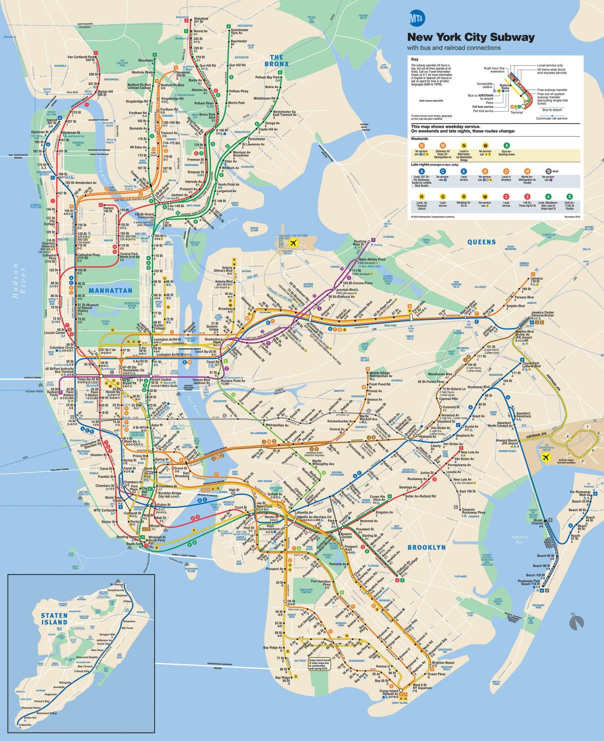 NYC subway mapa Manhattan