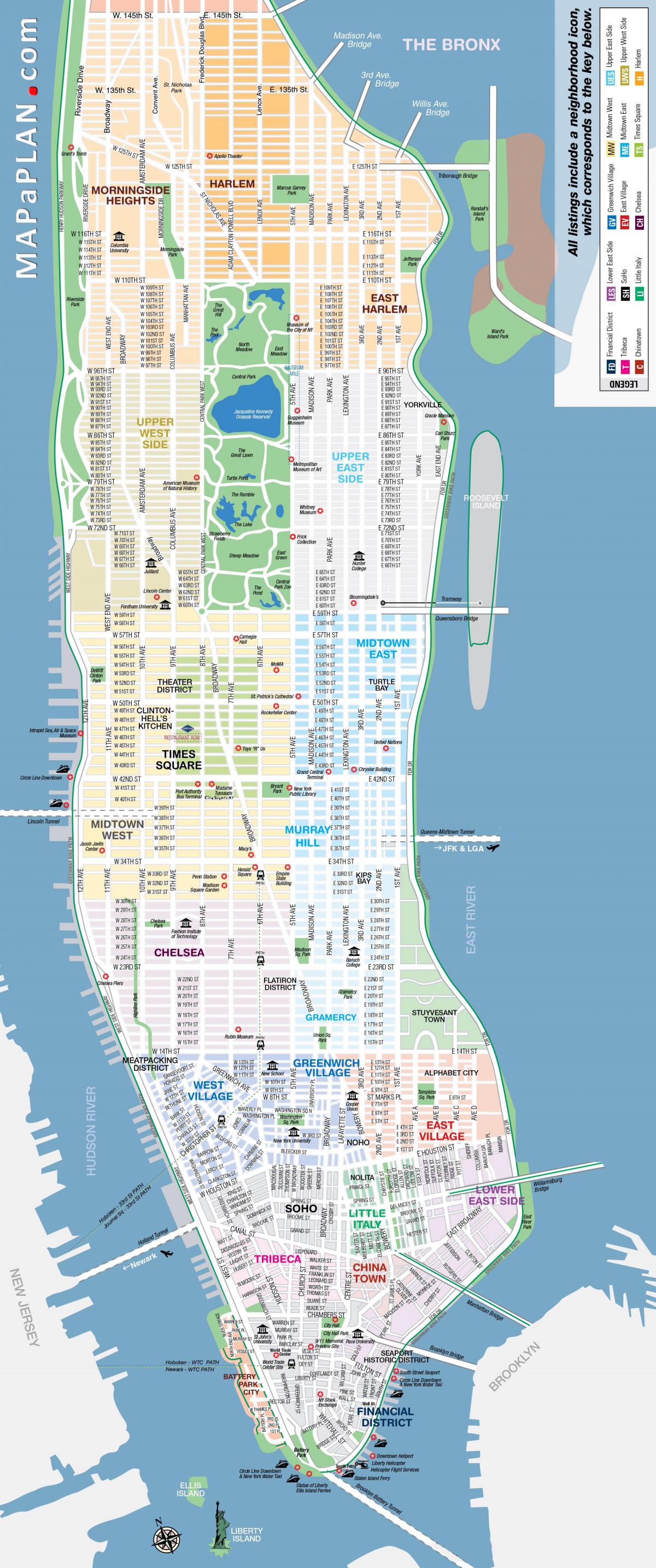 libreng napi-print na mapa ng Manhattan NYC