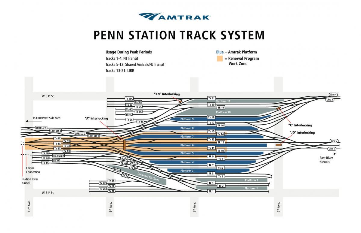 Penn station subaybayan ang mapa